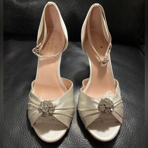 Kate Spade Ivory Wedding Satin Heels/shoes with Crystal Embellishment